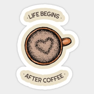 Coffee Addict Quote Life Begins After Coffee Sticker